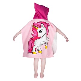 growell Hooded Kids Beach Towels - Toddler Bath Towel Girls Boys Swim Cover-ups for Ages 1 to 6 Kids Pool Towels Quick Dry Lightweight Soft Microfiber Poncho Towel 24x23(Unicorn Pink)
