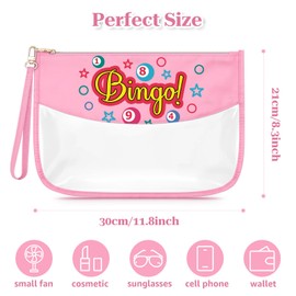 Sfodiary Bingo Lover Gifts for Women Makeup Bag with Wrist Strap Casino Gambling Gift for Casino Lovers Cosmetic Bag Funny Birthday Christmas for Bingo Player Friends Sister Travel Cosmetic Pouch