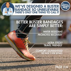 Dr. Frederick's Original Better Blister Bandages - 12 ct Variety - Waterproof Hydrocolloid Bandages for Foot, Toe, Heel Blister Prevention & Recovery - Blister Pads