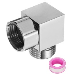 sourcing map G1/2" Shower Diverter Valve 2 Way, Stainless Steel Bidet Square Adapter Connector Hose Fitting Tee with PTFE Tape and Gasket for Bidet Angle Valve Hose Toilet Faucet, （35mm,Silver