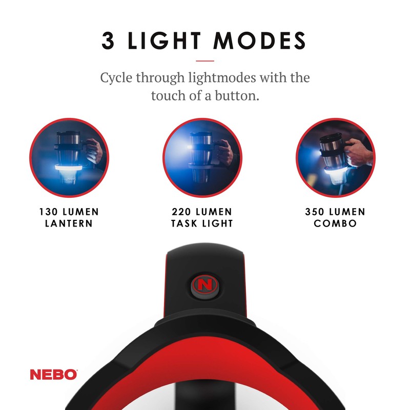 NEBO GLOW Tumbler Handle Light | 220 Lumens, 3 Light