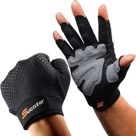 SueStar Training Gloves, Muscle Training, Sports Gloves, Strong Grip, Breathable, Wrist Protection, Anti-Slip, High Elastic Pad, Thin, Lightweight, Durable, For Men and Women (S, Black)