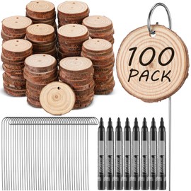 Wenqik 100 Pcs Wooden Plant Labels Plant Labels Bulk Garden Markers Garden Label Stakes Plant Sign Tags with Stainless Steel Stake and Marker Pen for Flowers, Potted Plants, Seed, Herbs