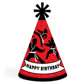 Big Dot of Happiness Karate Master - Cone Happy Birthday Party Hats for Kids and Adults - Set of 8 (Standard Size)