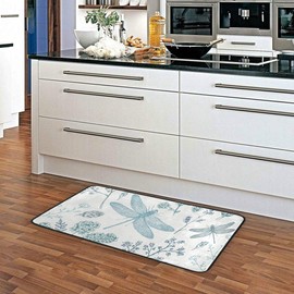 Kitchen Rugs - Felpudo Antideslizante, Suave, diseño de libélula, Color Azul, para decoración del hogar, 99 x 51 cm
