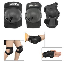 Kids/Youth Knee Pad Elbow Pads Guards Protective Gear Set for Rollerblade Roller Skates Cycling BMX Bike Skateboard Inline Skatings Scooter Riding Sports (Black, Medium(6-15 Years))