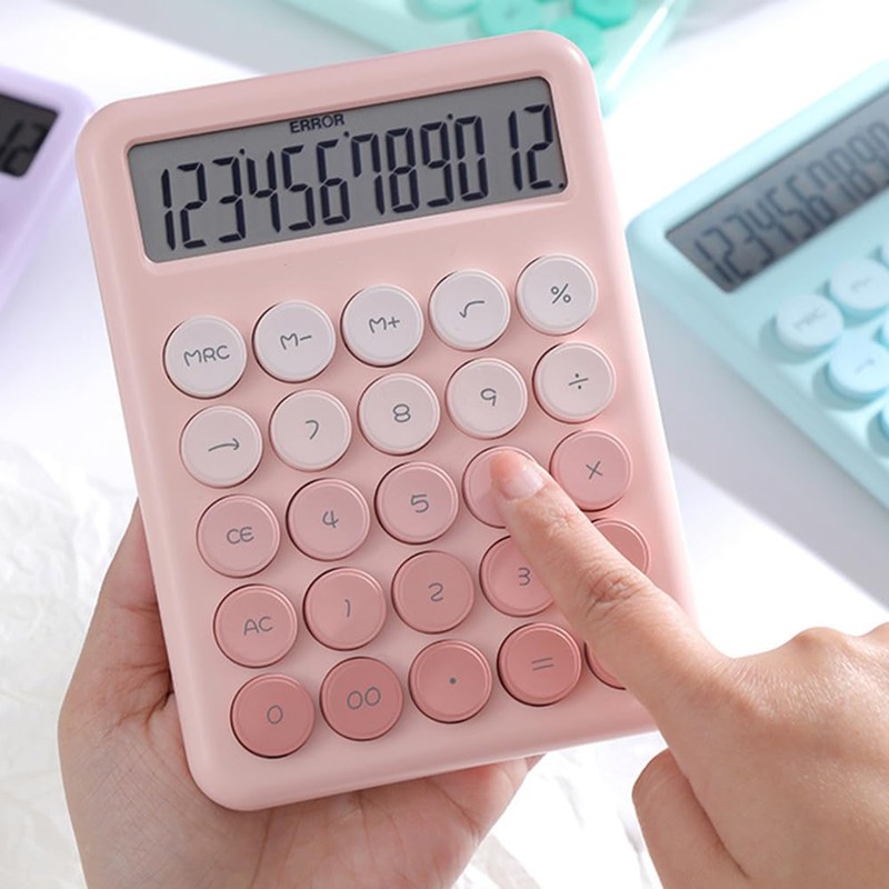Xtahdge Desktop Calculator 12 Digits Large LCD Display Large Round