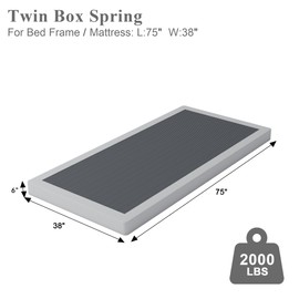 Seiugaga Twin Box Spring 6 Inch - Heavy Duty Box Spring Mattress Foundation Metal Bed Base with Fabric Cover, Noise Free Easy Assembly Non Slip/Non-Slip/Easy Assembly