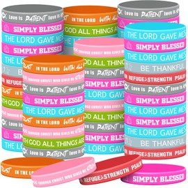 Syhood 200 Pcs Religious Silicone Bracelets Bulk Christian Scripture Rubber Bracelets Bible Verse Bracelets Inspirational Spiritual Wristbands for Men Women Kids Teens Party Gifts (Vivid Color)