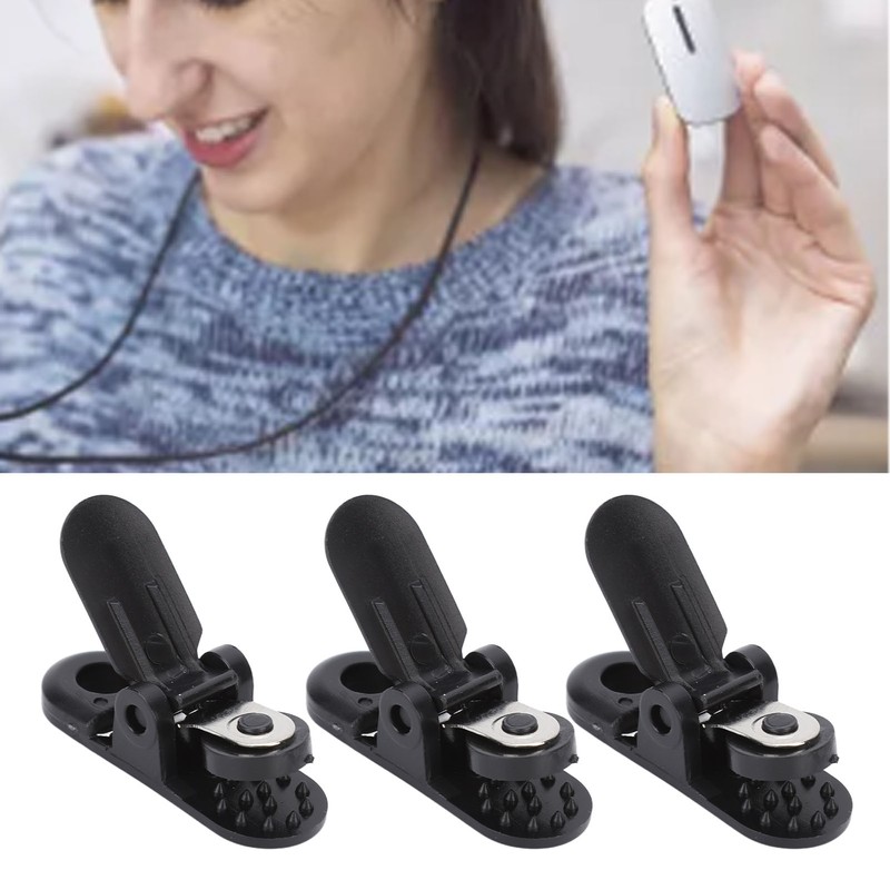 20pcs Hearing Aid Lanyard Clip Black ABS Clip Replacement Accessory