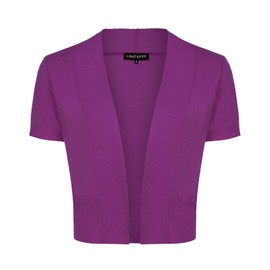 MINTLIMIT Cardigan Women's Short Sleeve Knit Cardigan Noos Bolero Summer Open Bolero Jacket, P Purple Red