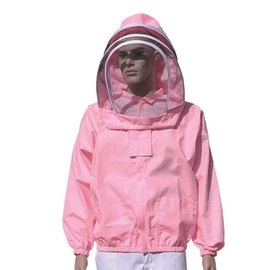 Luwint Ventilated Beekeeping Jacket - Fashion Polycotton Beekeeper Jacket Beekeeper Suit with Fencing Veil Hood for Men Women (Pink)