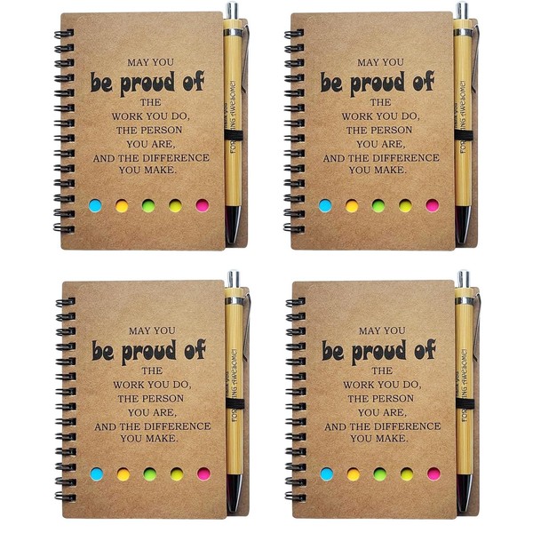 Riiriou 4 Sets Employee Appreciation Inspirational Spiral Journal with Sticky