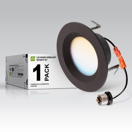 ASD Retrofit LED Recessed Lighting 4 Inch | 9W 700 Lm Wet Rated Dimmable Ceiling Downlights | 2700K-5000K Adjustable CRI90 Bronze Room Recessed Light Fixtures | LED Can Lights, UL
