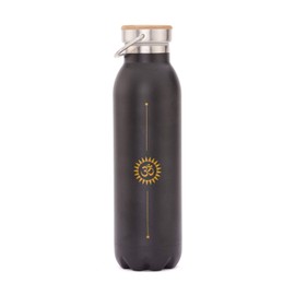 bodhi Thermos Flask, Insulated Stainless Steel Drinking Bottle, 100% Leak-Proof, Cold and Hot Drinks, Refined with Design Motif, for Sports and Everyday Use (Black, 600 ml)