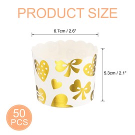 sourcing map 50pcs Cupcake Wrappers for Wedding, Paper Baking Cups, and Muffins Liners for Birthday Wedding Party Supplies Heart-Shaped