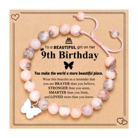 UNGENT THEM Gifts for 9 Year Old Girls, 9 Year Old Girl Birthday Gifts Ideas, Happy 9th Birthday Decorations 9 + Year Old Bracelet