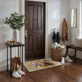 DEQSX Horse Door Mat, Watercolor Wild Horses Farmhouse Welcome Doormat for Indoor Outdoor Entrance Porch Front Door Outside, Farmhouse Horse Bath Mat, 17x30 Inches