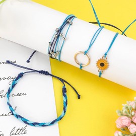 Boho Bracelets for Women Stacking Bracelet Women Bracelet Femme Braided Bracelet Strings Bracelet Cheville Femme Friendship Bracelet String Beaded Anklets for Women Rope Bracelet Boho Surfer Bracelet