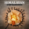 Natural Himalayan Salt , Tall Round Metal Basket lamp with