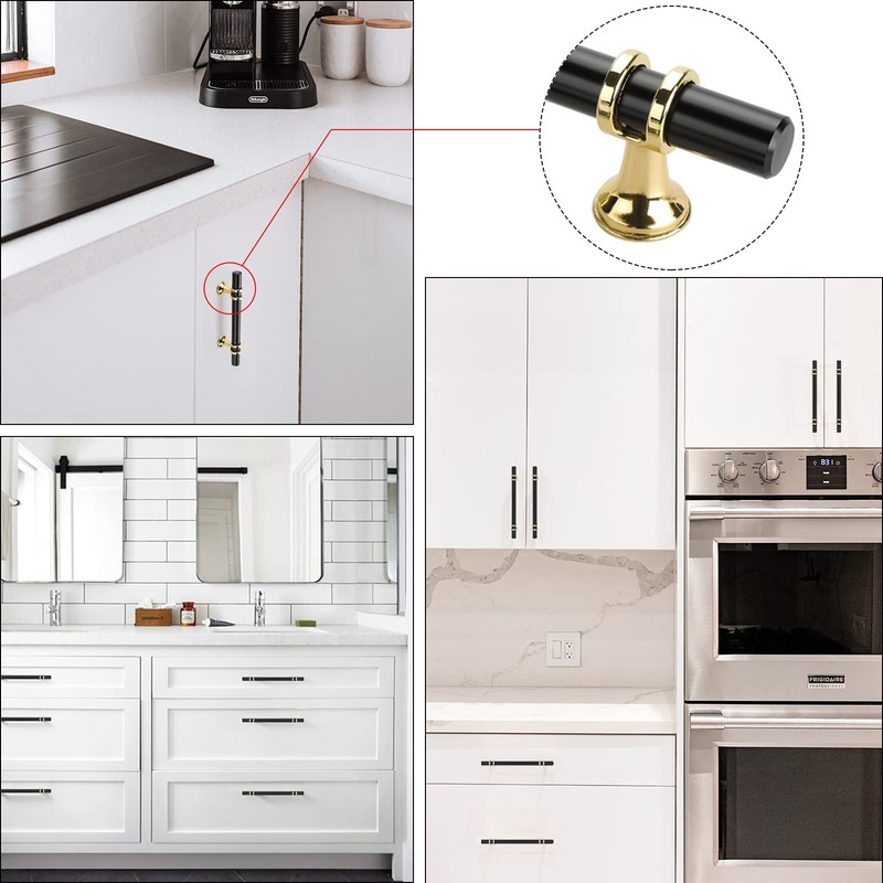 Rergy Cabinet Handles Drawer Pulls and Knobs, 10Pack Black and