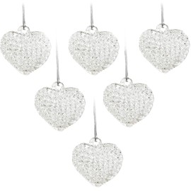 4E’s Novelty Clear Glass Heart Ornaments (Set of 12) Mini Spun Glass Christmas Ornaments for Christmas or Valentines Day Tree Decoration