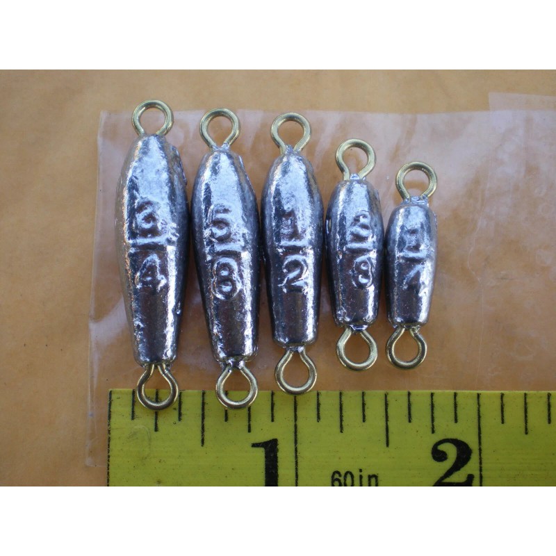HOME MADE 50 PCS. IN LINE TROLLING SINKER 3/8, 1/4