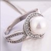 MIAHAO Women Pearl & White Sapphire 925 Sterling Silver Ring