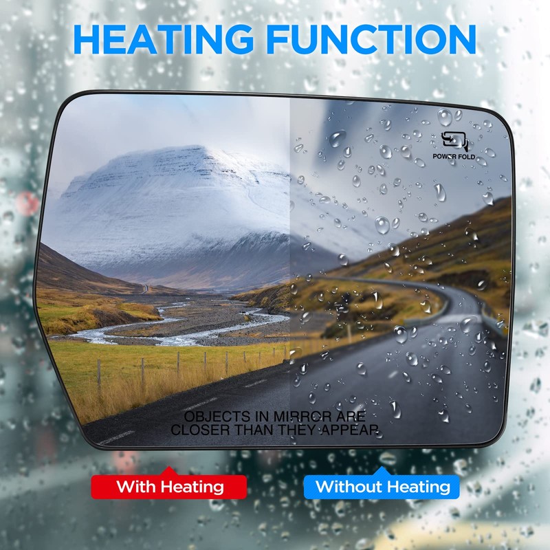 BDFHYK Passenger Right Side Heated Mirror Glass Compatible with F150