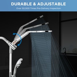 MakeFit Dual Handheld Shower Head Combo, 2-in-1 Rain Shower Heads System 8 Inch Rainfall Shower Head and 10 Modes High Pressure Hand Held Showerhead with Built-in Power Wash