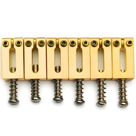 Packool 6 Pcs Guitar Bridge Saddles, Quality Brass 0.41" (10.5 mm) Electric Guitar Bridge Saddle Kit with Mounting Screws, Professional Upgrade Parts for Guitar, Enhanced Sustain & Tone