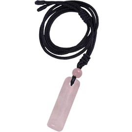 Nupuyai Rose Quartz Healing Crystal Cylinder Necklace for Women Men, Reiki Chakra Energy Pendant with Adjustable Cord 68cm