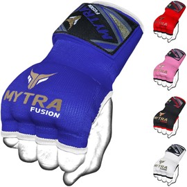 Mytra Boxing Inner Gloves Hand Wraps Protection Easy Wraps Gloves Gel Padded along Wrist Strap Closure (Blue, S/M)