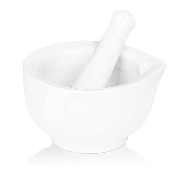 LEETOYI Porcelain Mortar and Pestle, Ceramic Herb Grinder Pill Crusher
