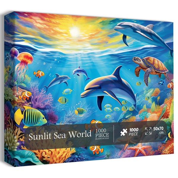 Ocean World Puzzles for Adults 1000 Pieces, Sea Turtle Dolphins