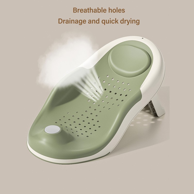 Foldable Baby Bath Support with Thermometer Slip Resistant Ergonomic Infant