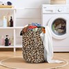 Brown Leopard Laundry Basket with Sturdy Handles, Natural Animal Skin