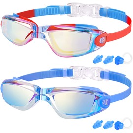 EasYoung Kids Swim Goggles, 2-Pack Swimming Goggles for Children, Teens, Boys or Girls, UV Protection Swim Pool Goggles