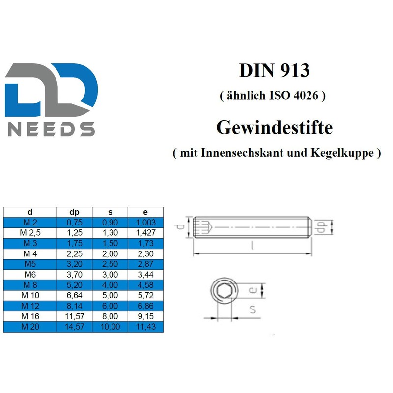 D2D | Pack of 10 - Grub Screws - Size: