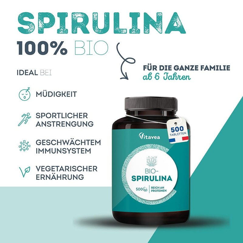 Super Spirulina Organic - 500 Spirulina Tablets of 500 mg