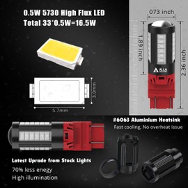 Alla Lighting WT21W/7W WT21/7W LED Bulbs, Super Bright Rear Brake, Tail, Turn Signal Lights Bulbs Replacement 12V (Pure Red)