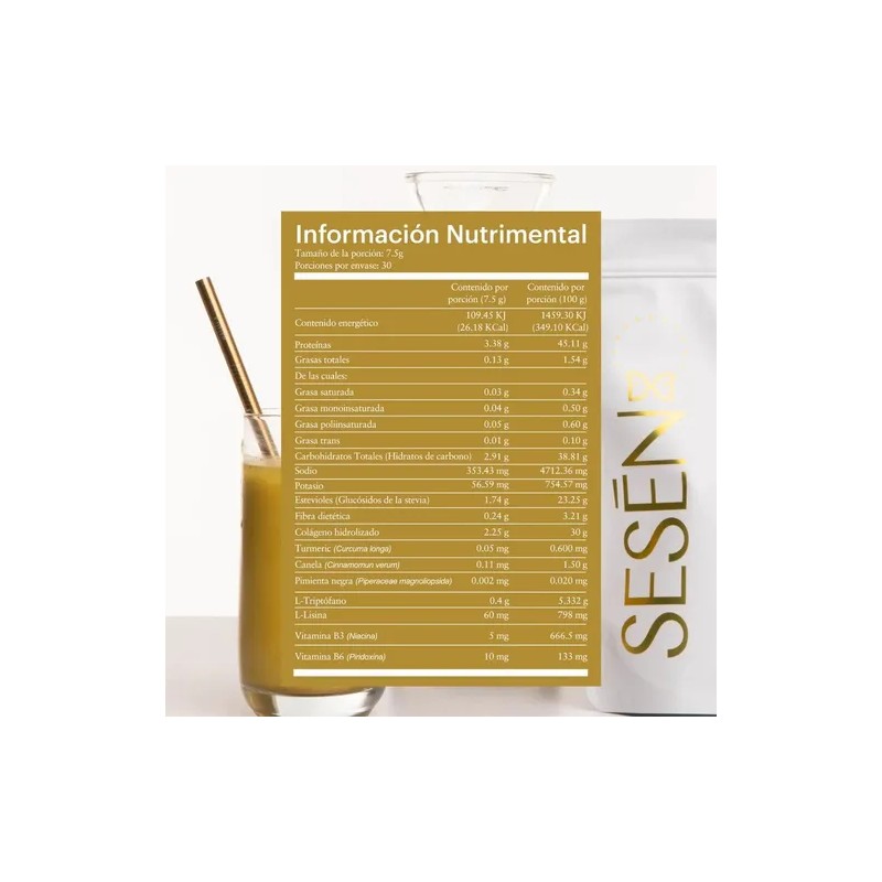 Sesen Golden Milk Peptidos De Colágeno Hidrolizado Vit B Sfn