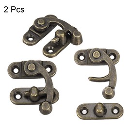 sourcing map Pack of 2 Antique Vintage Quick Lock Right Latch Hook Hasp Latch 33 mm x 28 mm Swing Bolt Bronze with Screws