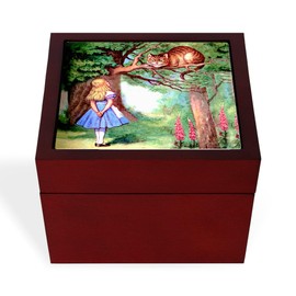 CafePress Alice & The Cheshire Cat Memory Keepsake Jewelry Box, 5"x5"x3.75"