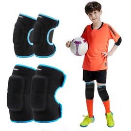 EULANT Adjustable Soft Elbow Pads and Knee Pads for Kids, Child Protective Pad Sets for Bicycle Roller Skating Basketball Football Volleyball Dancing Kneeling,Blue S