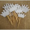 Shiningparty 25 Pack Silver Glitter Crown Cupcake Toppers for Birthday