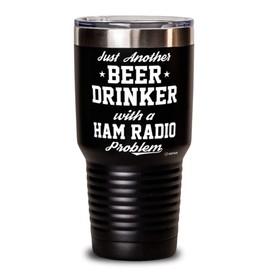 ODTGifts Funny Ham Radio Tumbler Just Another Beer Drinker With A Ham Radio Problem 30oz Stainless Steel Black