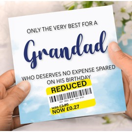 Birthday Card for Grandad, Funny Grandad Birthday Card, Reduced Sticker, Humorous Card, Only The Very Best for my Grandad on his Birthday, Birthday Card for Men, 148mm