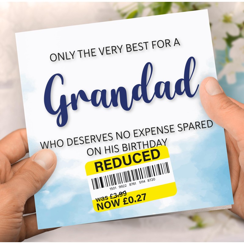 Birthday Card for Grandad, Funny Grandad Birthday Card, Reduced Sticker,