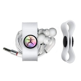 GRAPHICS & MORE Warrior II 2 Yoga Pose Headphone Earbud Cord Wrap - Charging Cable Manager - Wire Organizer Set of 2 - White